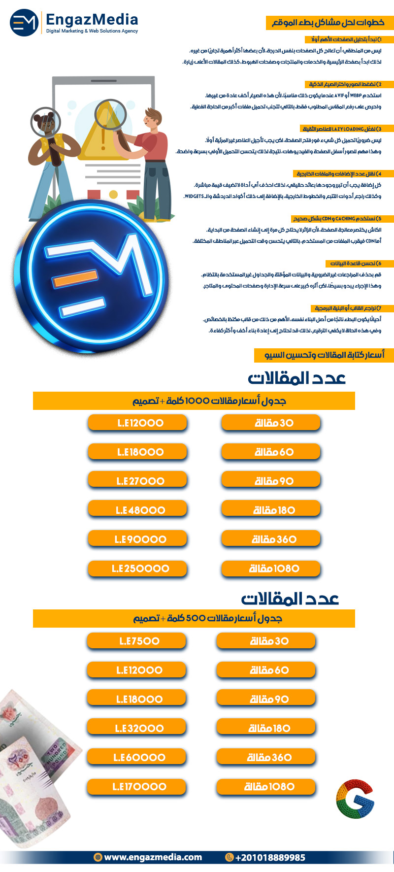 خطوات لحل مشاكل بطء الموقع