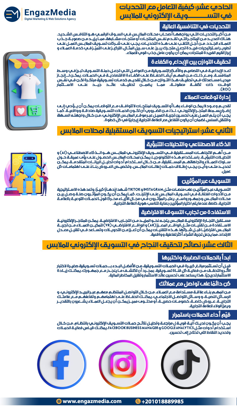 الحادي عشر: كيفية التعامل مع التحديات في التسويق الإلكتروني للملابس