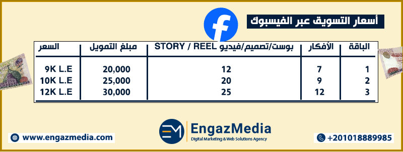 أسعار التسويق عبر الفيسبوك