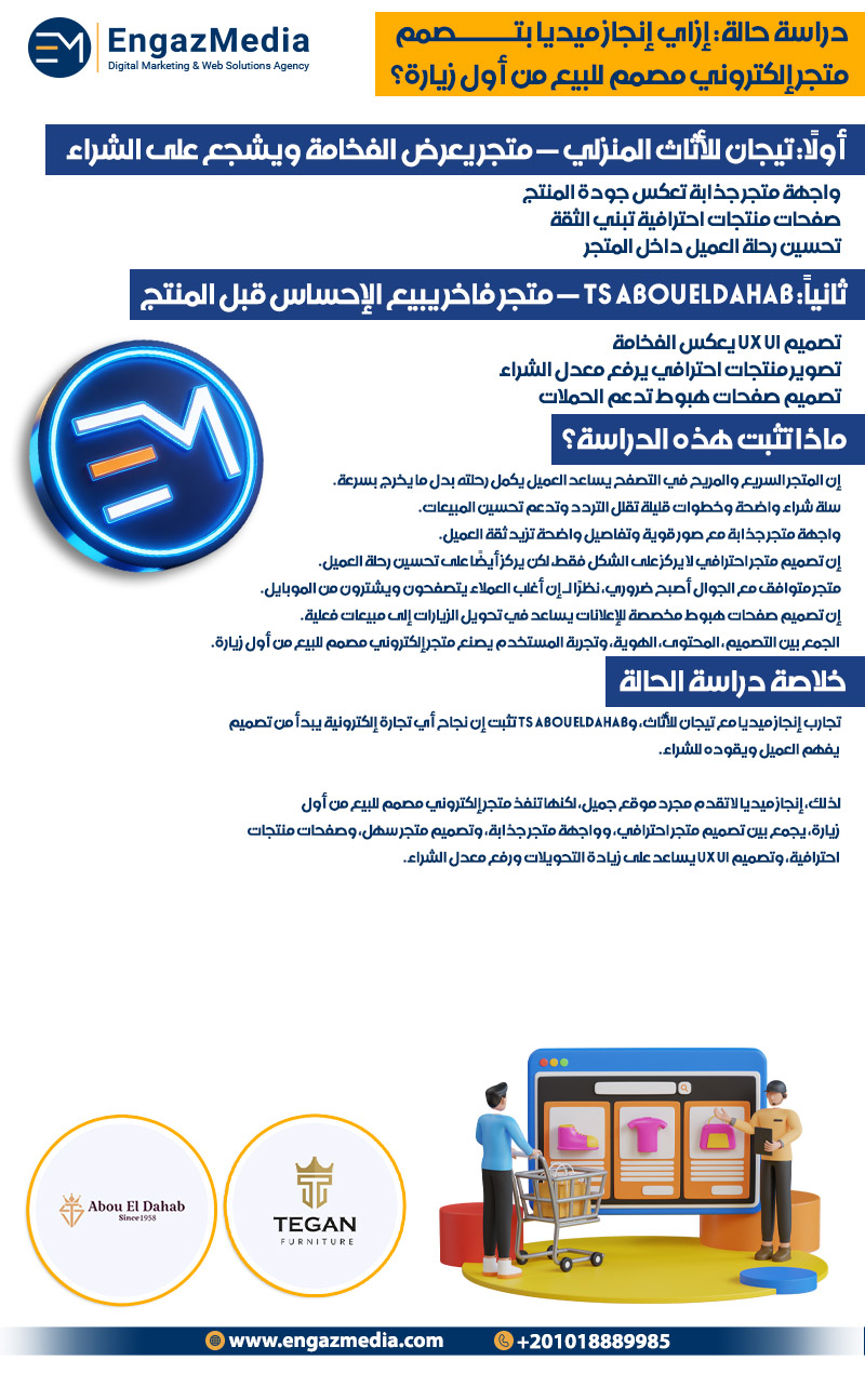 دراسة حالة: إزاي إنجاز ميديا بتصمم متجر إلكتروني مصمم للبيع من أول زيارة؟
