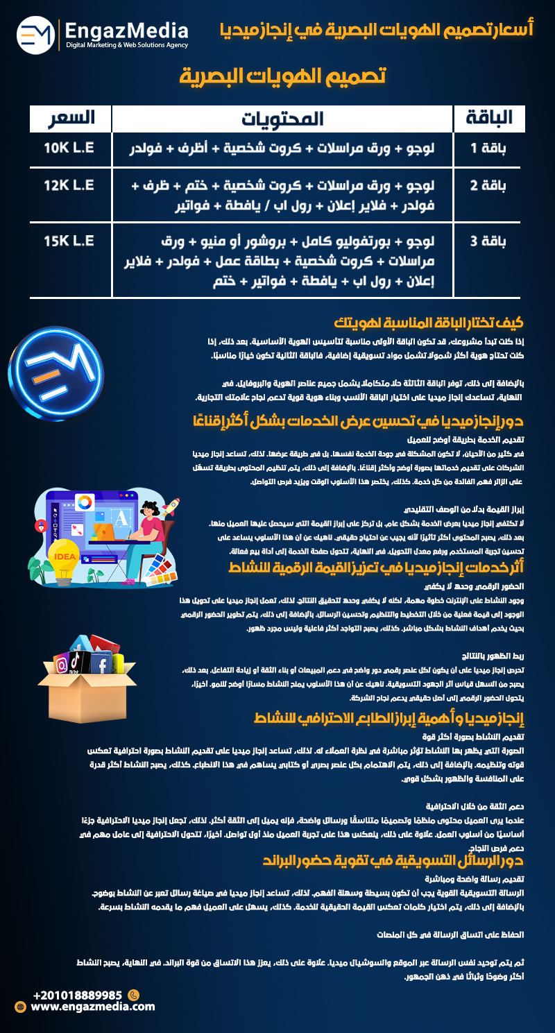 أسعار تصميم الهويات البصرية في إنجاز ميديا 