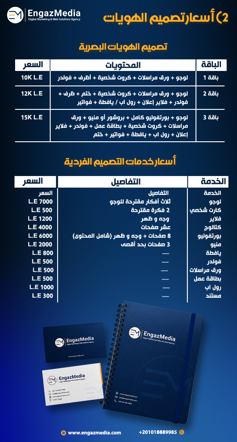 2) أسعار تصميم الهويات
