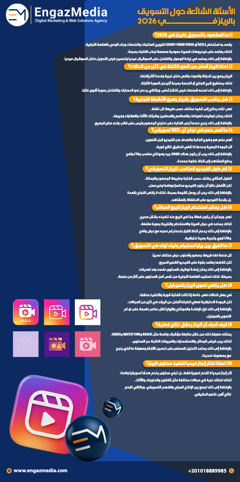 الأسئلة الشائعة حول التسويق بالريلز في 2026 
