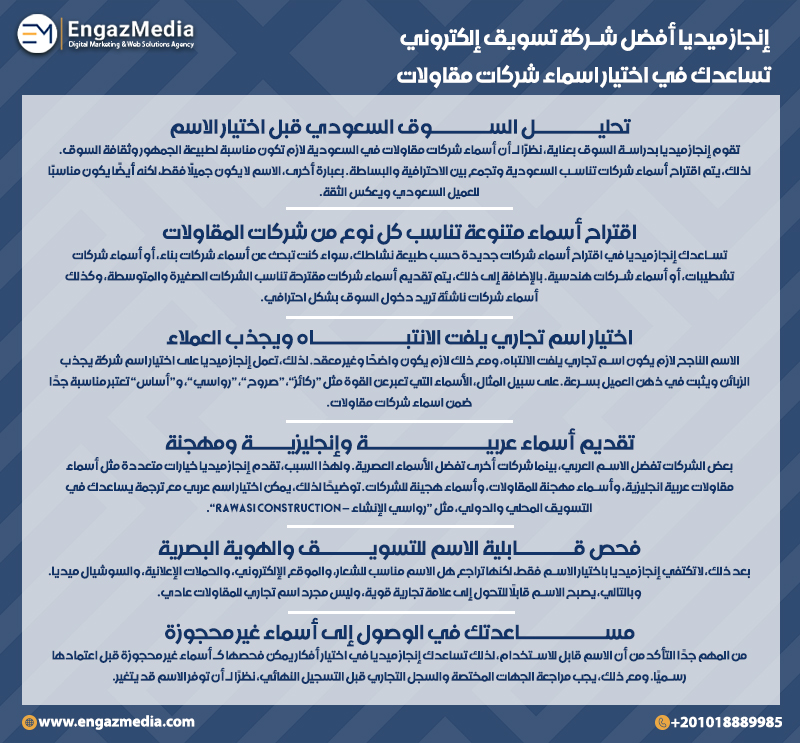 إنجاز ميديا أفضل شركة تسويق إلكتروني تساعدك في اختيار اسماء شركات مقاولات