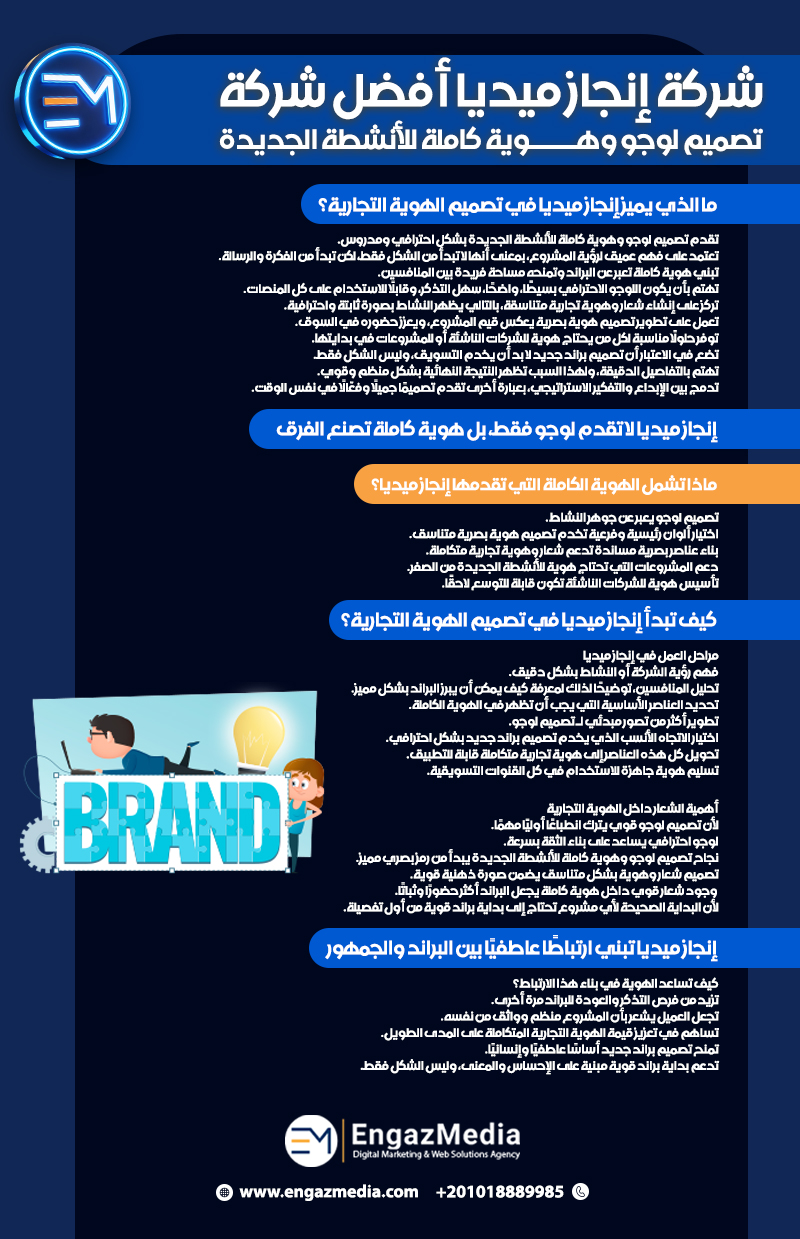 شركة إنجاز ميديا أفضل شركة تصميم لوجو وهوية كاملة للأنشطة الجديدة
