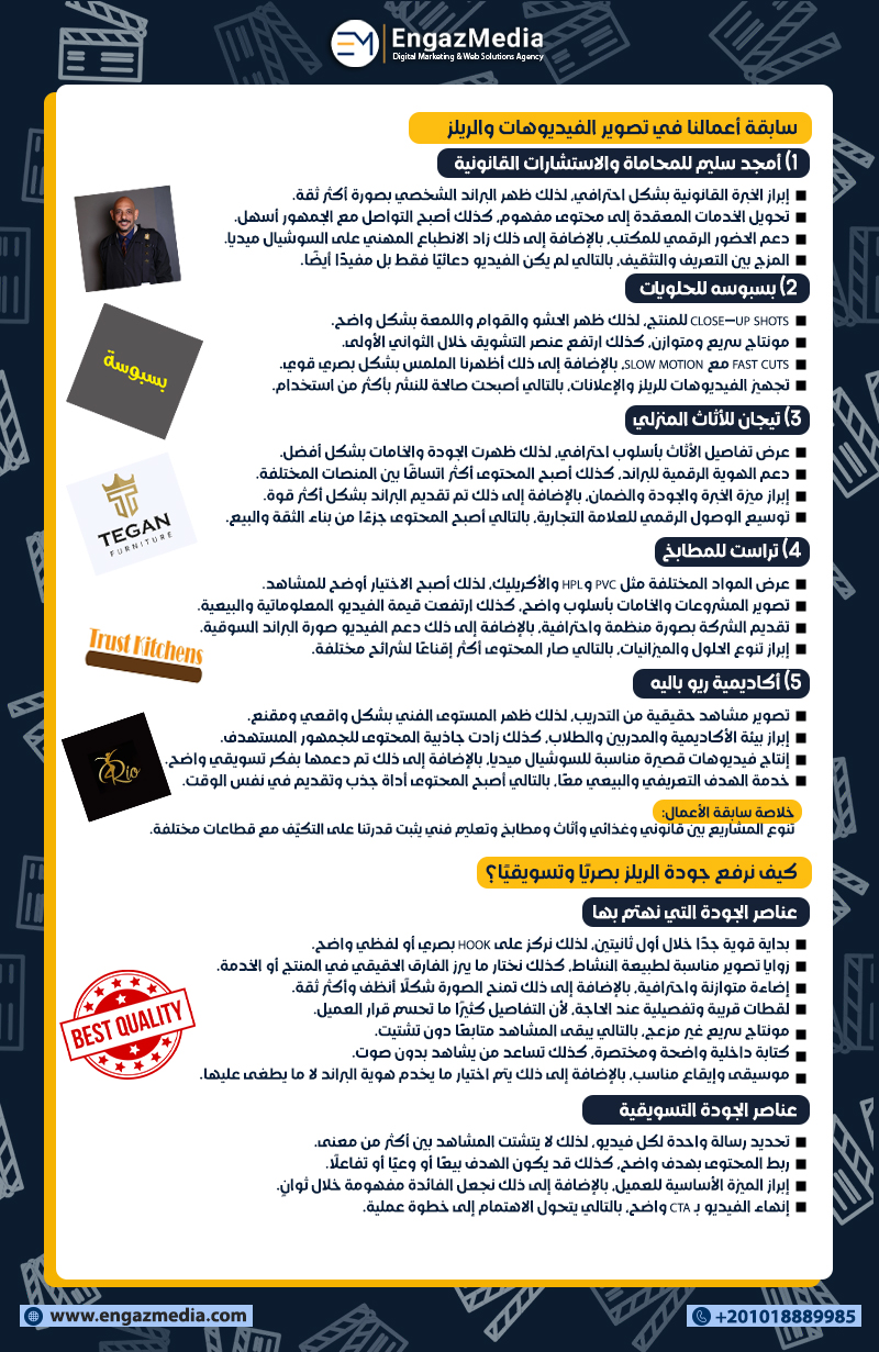 سابقة أعمالنا في تصوير الفيديوهات والريلز