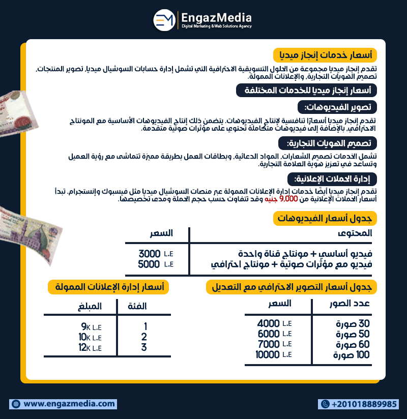 أسعار خدمات إنجاز ميديا