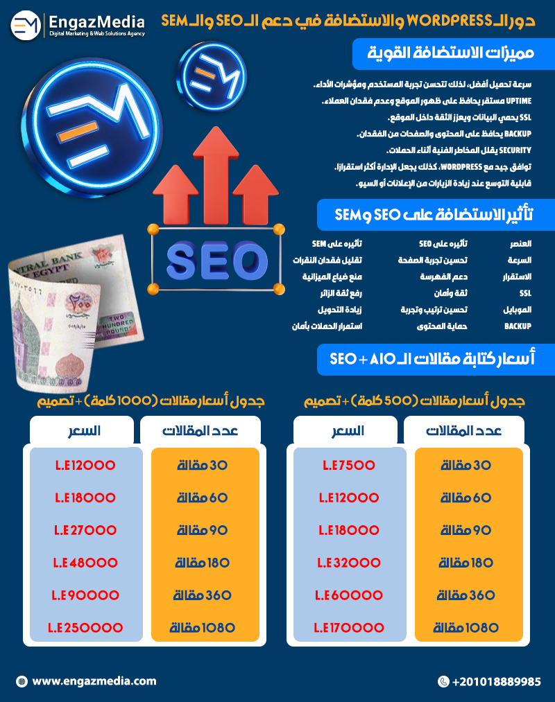 دور الـ WordPress والاستضافة في دعم الـ SEO والـ SEM