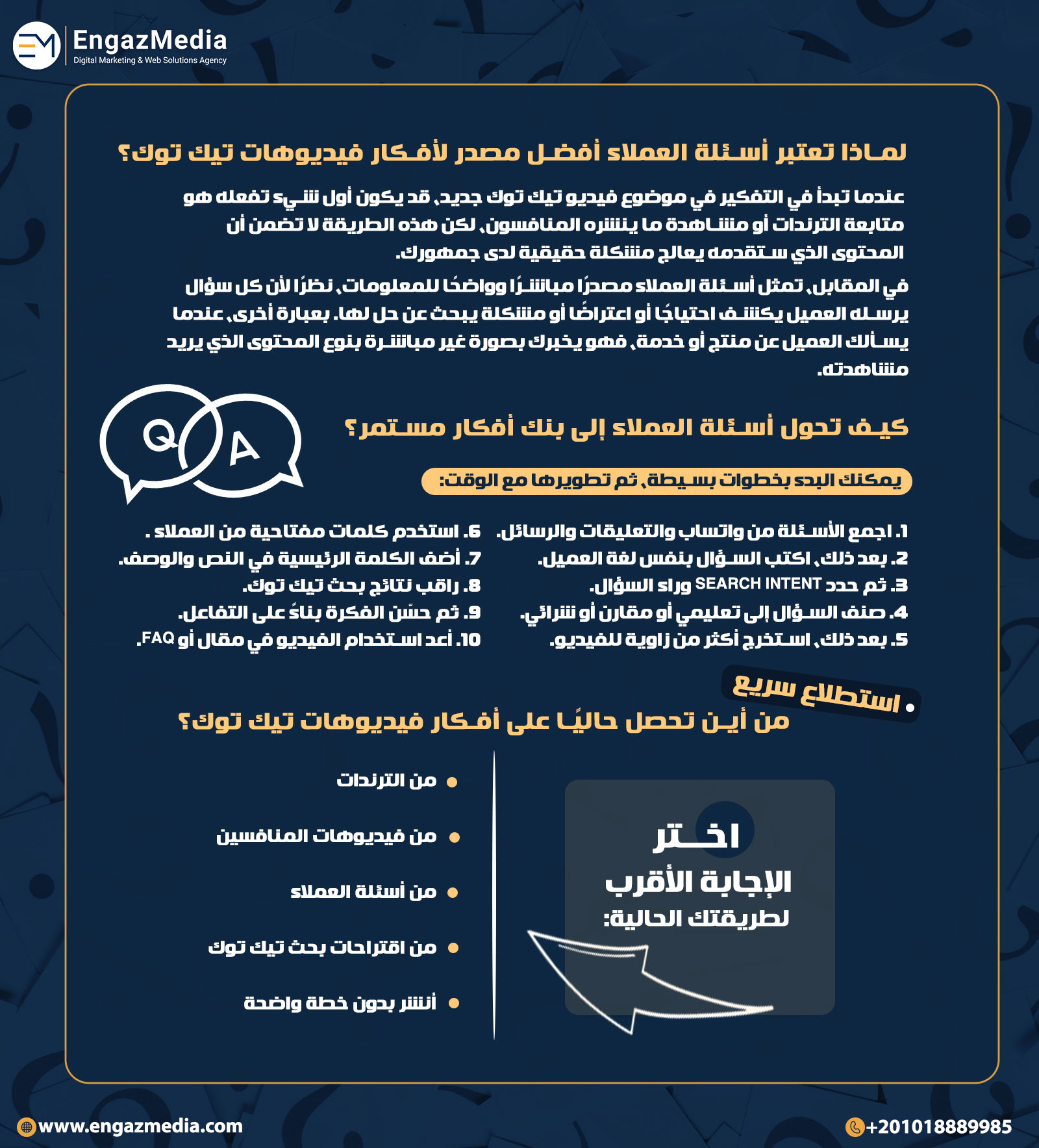 لماذا تعتبر أسئلة العملاء أفضل مصدر لأفكار فيديوهات تيك توك؟