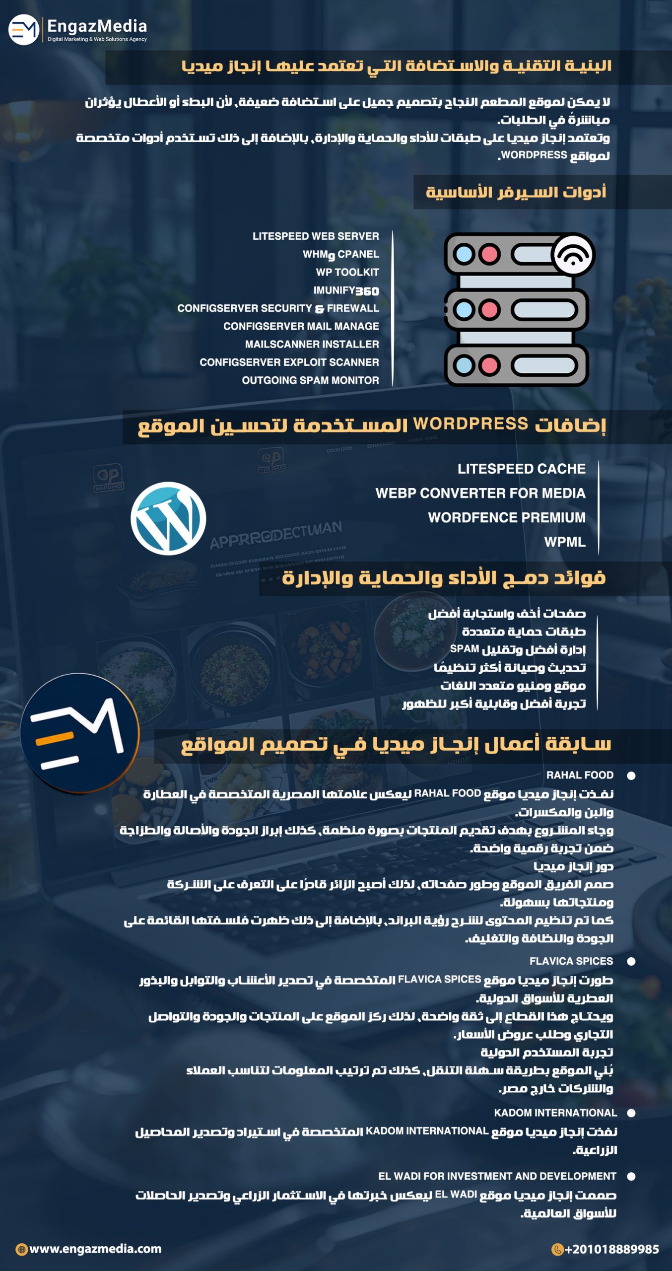 البنية التقنية والاستضافة التي تعتمد عليها إنجاز ميديا