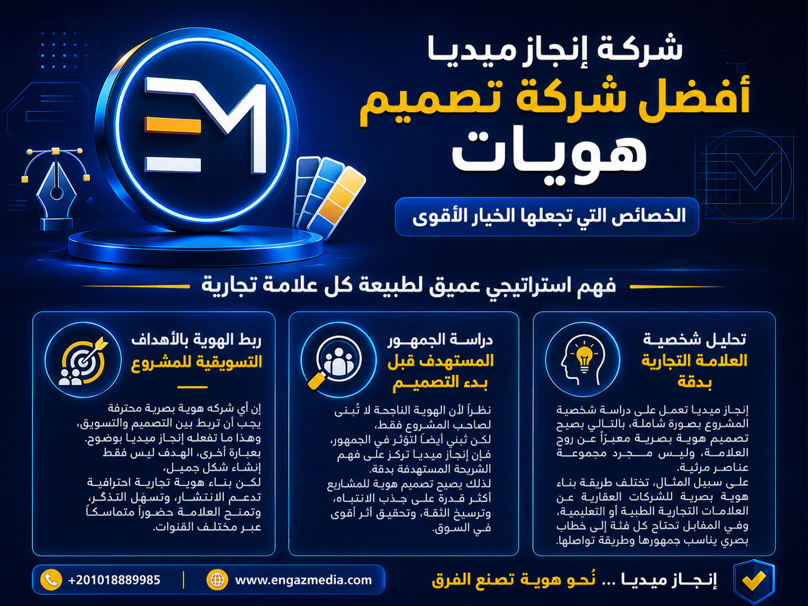 شركة إنجاز ميديا أفضل شركة تصميم هويات: الخصائص التي تجعلها الخيار الأقوى