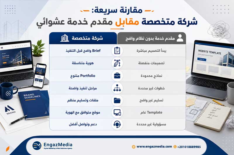مقارنة سريعة: شركة متخصصة مقابل مقدم خدمة عشوائي