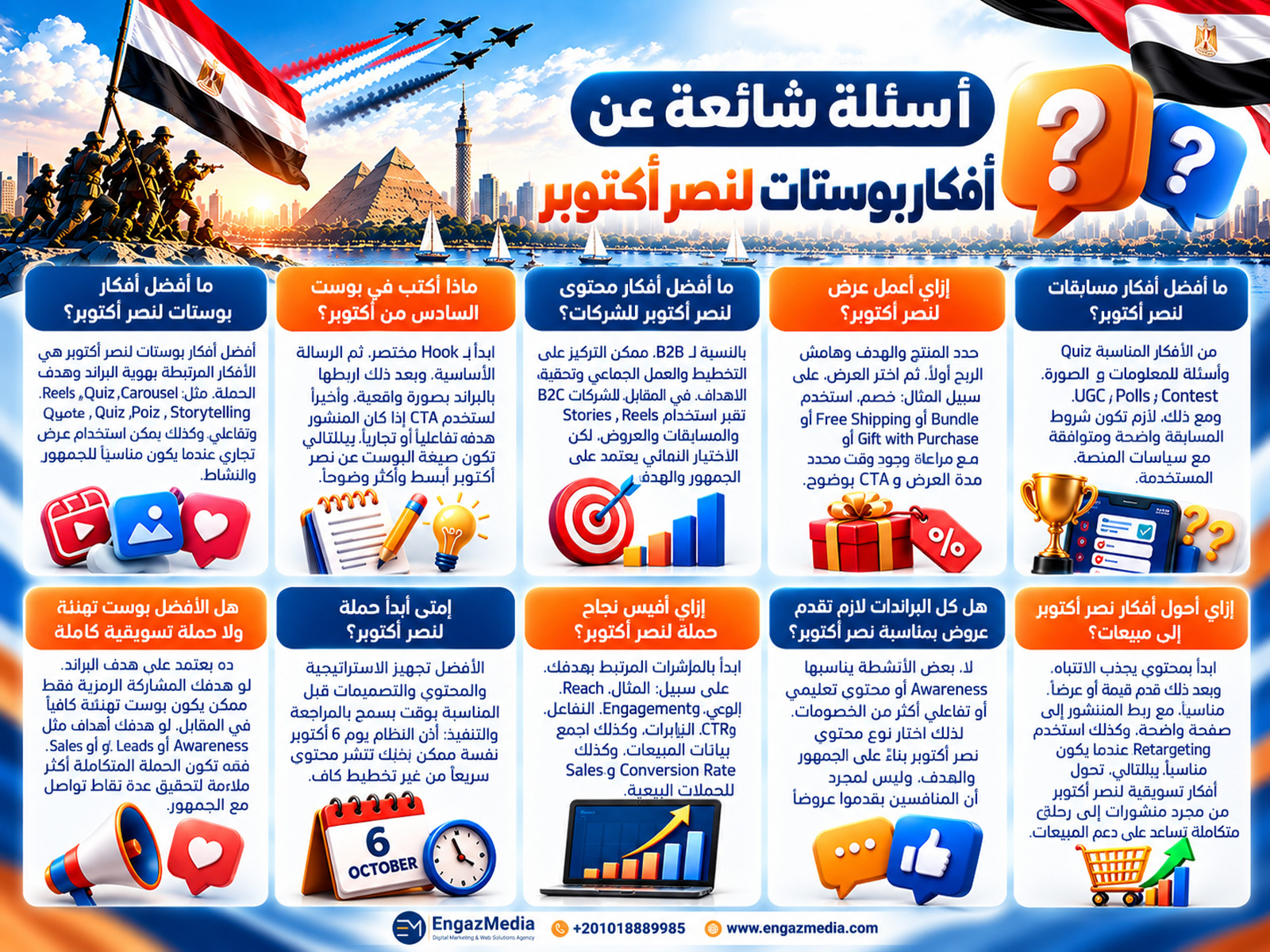 أسئلة شائعة عن أفكار بوستات لنصر أكتوبر