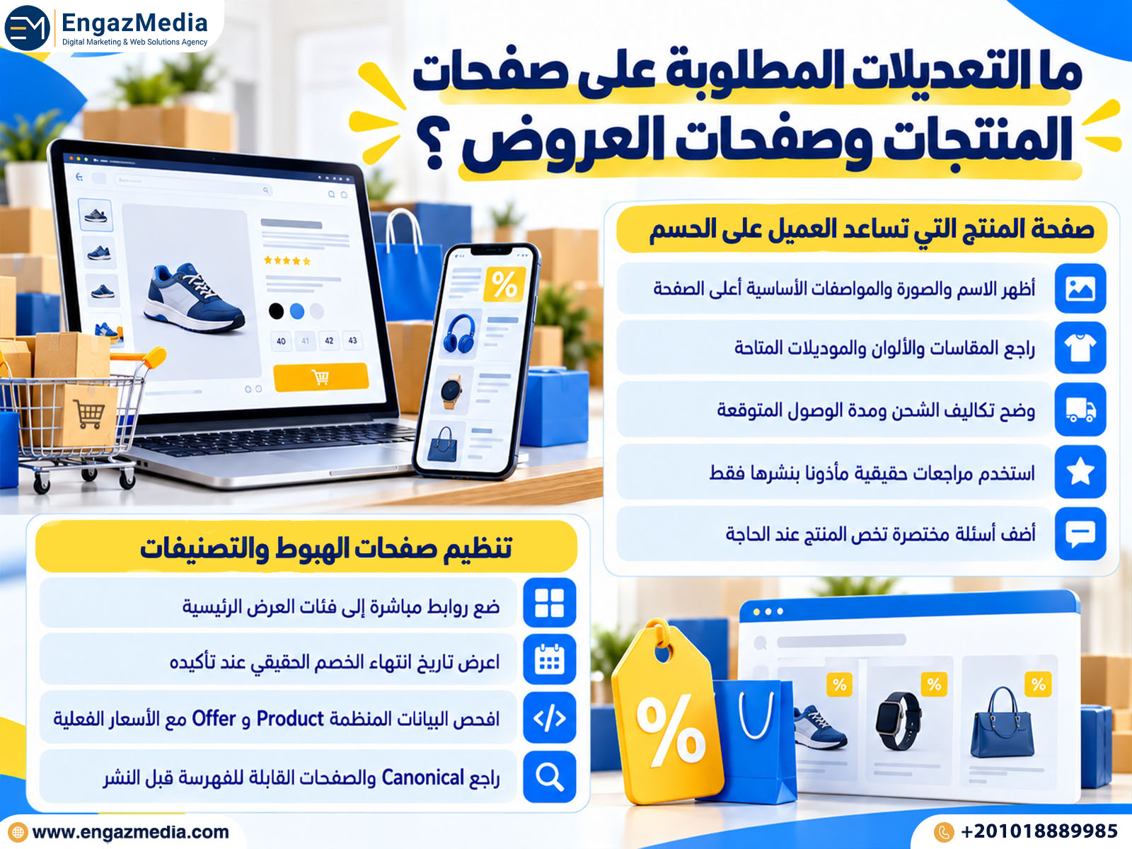 ما التعديلات المطلوبة على صفحات المنتجات وصفحات العروض؟